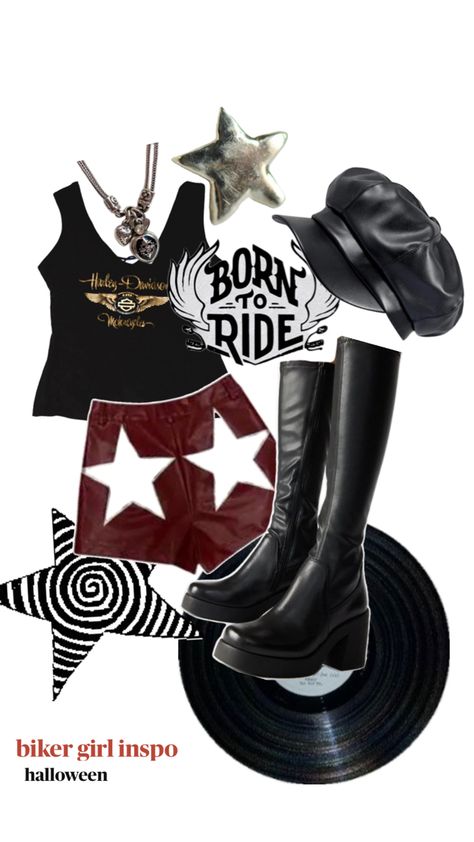 Halloween inspiration costume Biker Girl Halloween Costume, Biker Girl Halloween, Biker Girl Costume, Biker Halloween Costume, Biker Halloween, Biker Costume, Hot Halloween Outfits, Halloween Costume Outfits, Girl Halloween