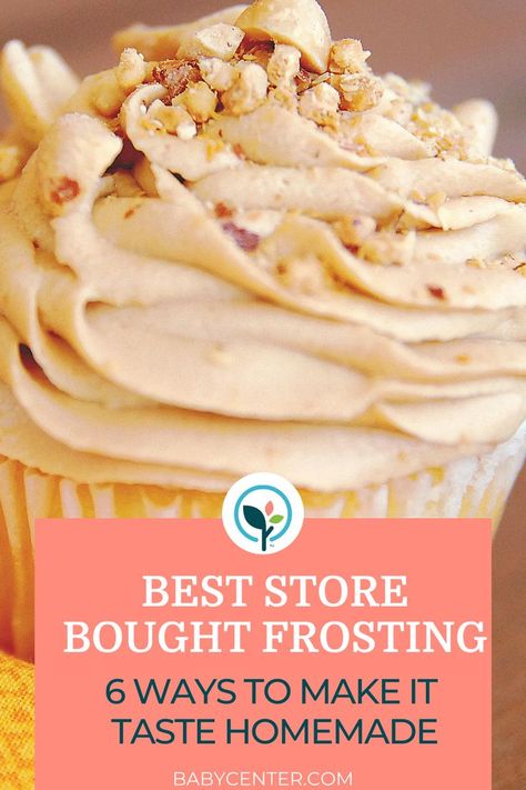 Frosting With Store Bought Frosting, Store Bought Cake Frosting Hacks, Upgrade Store Bought Frosting, Canned Vanilla Frosting Hacks, How To Make Can Frosting Better, Improve Store Bought Frosting, Store Bought Icing Taste Homemade, Icing Cupcakes With Store Bought Icing, How To Improve Store Bought Frosting