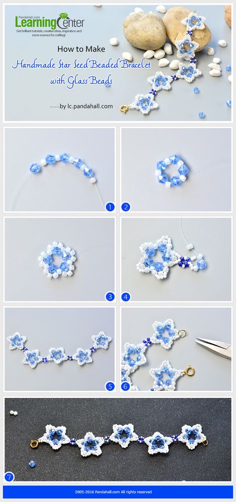 How to Make Handmade Star Seed Beaded Bracelet with Glass Beads from LC.Pandahall.com Kraftangan Prasekolah, Star Seed, Pola Manik, Gelang Manik-manik, Pola Gelang, Gelang Manik, Bead Charms Diy, Beaded Necklace Diy, Diy Bracelets Patterns