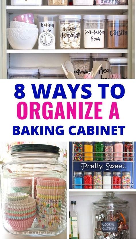 Baking Cabinet Organization, Baking Supplies Storage, Baking Cabinet, Baking Supplies Organization, Baking Cupboard, Baking Organization, Cabinet Organization Ideas, Baking Storage, Kitchen Organization Ideas