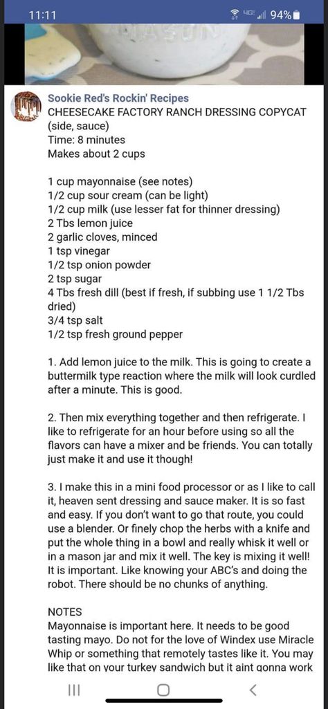 Cheesecake Factory Ceaser Salad Recipe, Cheesecake Factory Salad Dressing, Cheesecake Factory Ranch Dressing Recipe, Cheesecake Factory Ranch, Copycat Ranch Dressing Recipe, Restaurant Ranch Dressing Recipe, Cheesecake Factory Salads, Restaurant Ranch Dressing, Cheesecake Factory Recipes