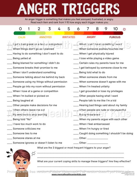 Anger Triggers Worksheet, Triggers Worksheet, Anger Triggers, Anger Coping Skills, Therapeutic Worksheets, Anger Worksheets, Anger Management For Kids, Anger Management Strategies, Anger Management Activities