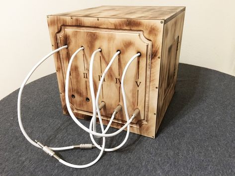 "5 wires" escape room prop Escape Room Props, Escape Room Design, Diy Escape Room, Wooden Puzzle Box, Escape Room Puzzles, Escape Games, Escape Room Game, Scavenger Hunts, Escape Rooms