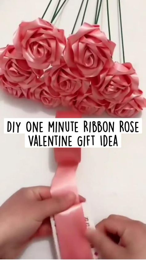 Diy One minute Ribbon Rose Valentine Gift Idea in 2022 | Ribbon crafts diy, Handmade flowers fabric, Fabric flowers diy Valentine Gift Idea, Rose Valentine, Ribbon Flowers Diy, Ribbon Crafts Diy, Ribbon Rose, Handmade Flowers Fabric, Paper Craft Diy Projects, Paper Flowers Craft, Flowers Fabric