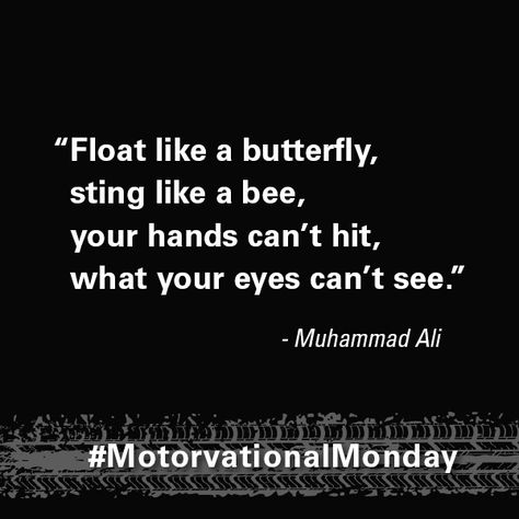 "Float like a butterfly, sting like a bee, your hand can't hit, what your eyes can't see." - Muhammad Ali #Quotes #Sports #MuhammadALi #Boxing #Athlete Sting Like A Bee Float Like A Butterfly Tattoo, Fly Like A Butterfly Sting Like A Bee, Float Like A Butterfly Sting Like A Bee, Boxing Therapy, Mohammed Ali Quotes, Korean Dictionary, Boxing Legends, Quotes Sports, Muhammad Ali Quotes