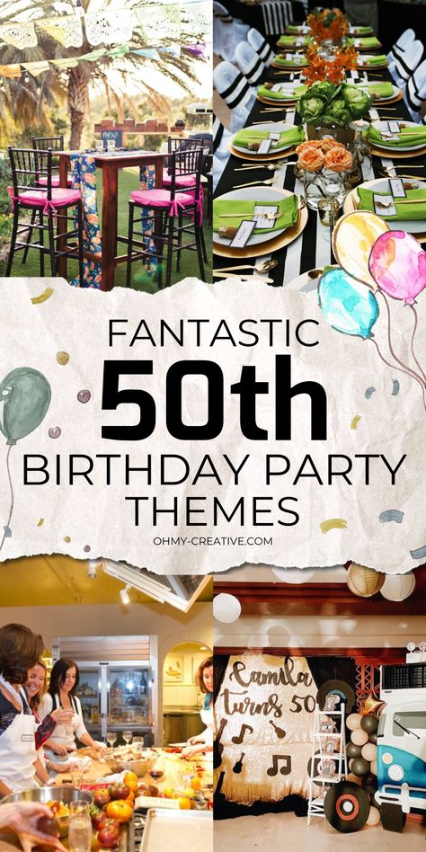 Turning 50 is a big deal, and it’s a perfect time to celebrate with a fun and memorable party. Picking the right theme can make the day extra special and help create a 50th birthday celebration that everyone will enjoy. We’ve put together a list of 50th Birthday Party Themes to give you great ideas for the celebration. We’ll help you explore themes that reflect personal interests, hobbies, and favorite memories, ensuring that the celebration  meaningful. #50thBirthday #50thBirthdayParty 50 Memories For 50th Birthday, 50th Birthday Decor Ideas For Man, 50th Birthday Halloween Theme, Decorating For A 50th Birthday Party, Turning 50 Birthday Party Ideas, 50tb Birthday Party Ideas For Women, 50th Birthday Photo Backdrop, 50th Birthday Fall Themed, Celebrating 50 Years Of Business