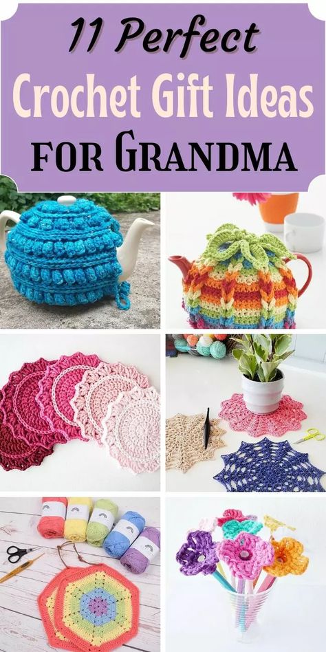 We all know our grandmas love a handmade gift! Whether you are looking to gift for her birthday, Christmas, Mother’s Day or just because, you will find plenty of gift ideas to choose from here! Crochet Gift Ideas For Women, Crochet Mothers Day Gifts, Quick Birthday Gifts, Crochet Mothers Day, Crochet Patterns Bags, Quick Crochet Gifts, Crochet Coasters Free Pattern, Retro Throw Pillows, Gift Ideas For Grandma