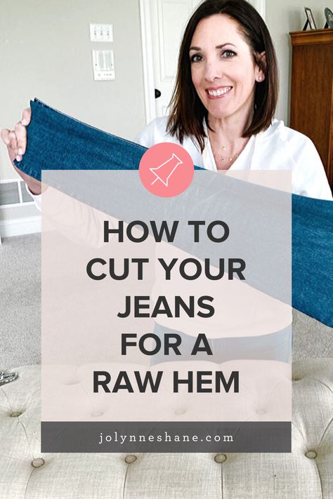 Shortening Jeans Frayed, Correct Length For Jeans, Diy Hemming Jeans, Length Of Jeans Women, Straight Leg Raw Hem Jeans Outfits, No Hem Jeans, How To Raw Hem Your Jeans, How To Shorten Bootcut Jeans, How To Make Raw Hem Jeans