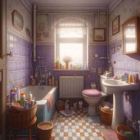 dated2c old2c small bathroom owned by two young wome - Image Creator from Microsoft Designer