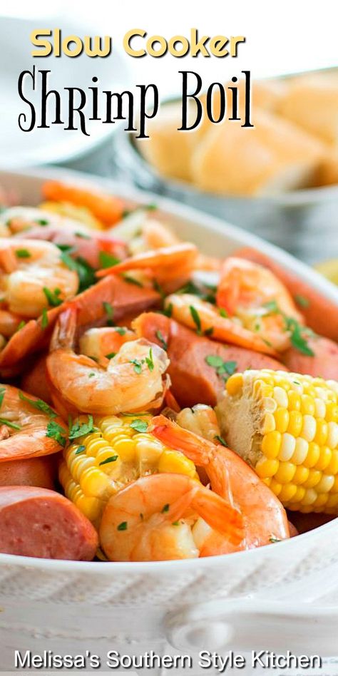 Crockpot Shrimp Boil, Crockpot Fish, Crockpot Receipts, Crock Pot Shrimp, Low Country Boil Recipe, Shrimp Boil Recipe, Cook Shrimp, Fish Meals, Seafood Boil Recipes