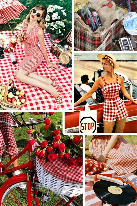 Picnic Style Fashion Spring Picnic Outfit, Summer Vintage Outfits, Jordan Year, Picnic Fashion, Picnic Photo Shoot, Vintage Outfit Inspiration, Secretary Outfits, Picnic Outfit, Vintage Gingham