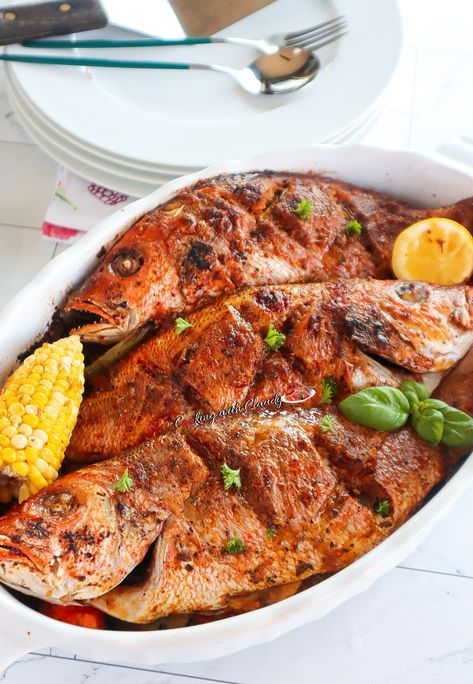 Oven Baked Red Snapper, Red Snapper Recipes Baked, Baked Pork Loin Chops, Snapper Recipes Baked, Baked Red Snapper, Whole Red Snapper, Red Snapper Recipe, Baked Lamb Chops, Baked Pork Loin