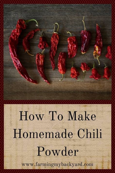 How To Dry Chili Peppers, What To Do With Chili Peppers, Chili Powder Recipe, Homemade Chili Powder, Dehydrating Food Storage, Hot Pepper Recipes, Make Sour Cream, Homemade Sour Cream, Chili Pepper Recipes