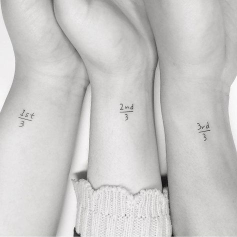 Tattoo For Three Siblings, Three Small Tattoos, Sibling Tattoos For 3 Sisters, Three Matching Tattoos, Three Sibling Tattoos, 3 Friend Tattoos, Three Sister Tattoos, Siblings Tattoo For 3, Partner Tattoos