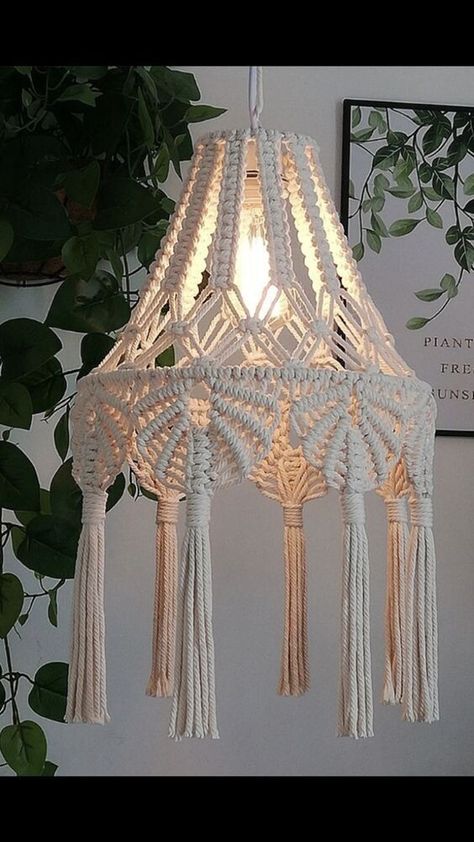 Macrame Light, Macrame Lamp Shade, Macrame Chandelier, Pola Macrame, Art Macramé, Macrame Lamp, Makramee Diy, Macrame Knots Pattern, Macrame Wall Hanging Diy