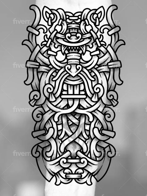 I will make you viking knotwork styled tattoo design Ulfhednar Tattoo, Norse Tattoos, Viking Knotwork, Ad Tattoo, Tatoo 3d, Viking Tattoo Symbol, Norse Tattoo, Celtic Patterns, Tattoo Stencil