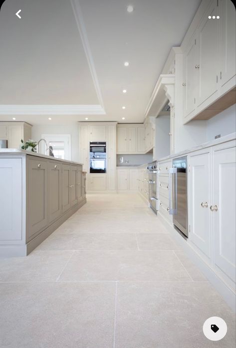 Stone Kitchen Floor, Stone Tiles Kitchen, Limestone Tiles, Open Plan Kitchen Dining, Open Plan Kitchen Living Room, Living Room Tiles, Floor Tile Design, Stone Kitchen, Kitchen Dining Living