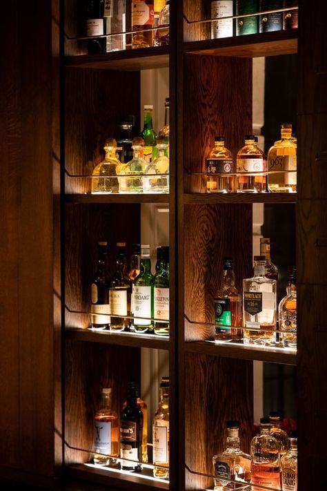 Night Hawk, Bourbon Room, Home Bar Setup, Whiskey Room, Home Bar Rooms, Modern Home Bar, Bar Shelves, Whisky Bar, Whiskey Bar