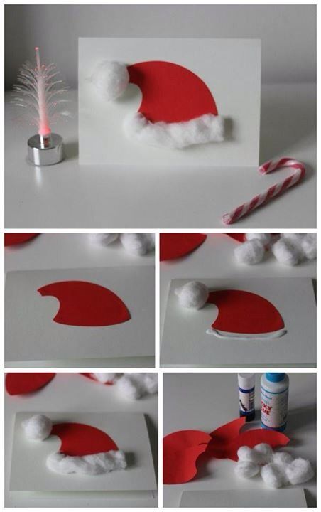 Tonttulakki kortti Crafts Cheap, Christmas Posts, Christmas Cards Kids, Diy Christmas Decorations Easy, Easy Christmas Diy, Diy Christmas Cards, Noel Christmas, E Card, Christmas Crafts For Kids