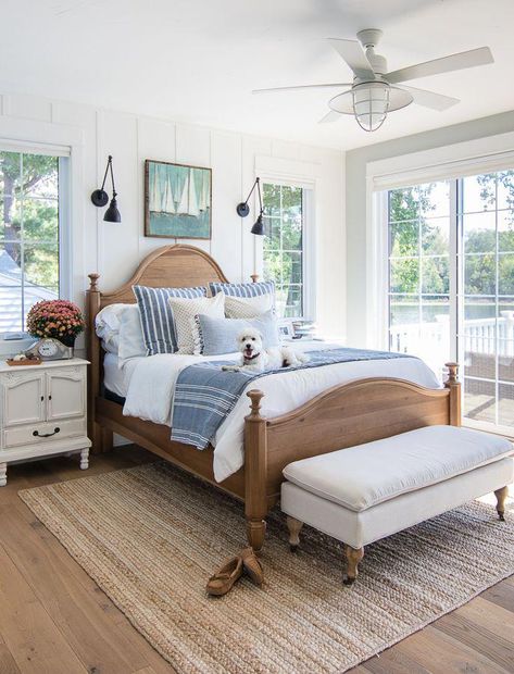 Fall home decor master bedroom lake house #bedroomsdecor Modern Lake House Bedroom, Lake House Bedroom Ideas, Bedroom Lake House, Lakehouse Bedroom, Bedroom Elegant, Lake House Bedroom, Zimmer Diy, House Bedroom Ideas, Elegant Farmhouse