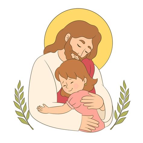 Jesus Hugging, Jesus Christ Illustration, Christian Illustration, Puppy Coloring Pages, Jesus Drawings, School Creative, Boy Illustration, Mermaid Coloring Pages, Bible Illustrations