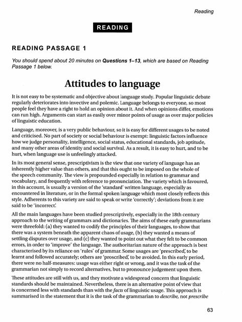 Attitudes to Language- IELTS Reading Ielts Reading Vocabulary, Reading Ielts Academic, Ielts Reading Academic, Academic Text, English Reading Skills, Academic Reading, Ielts Test, Improve Writing Skills, English Vinglish