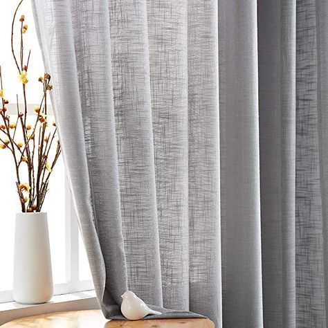 Amazon.com: FMFUNCTEX Grey Sheer Curtains 45 Inch Length Linen Textured Light Filtering Curtain Drapes Semi Sheer Drapes for Small Windows 2 Panels : Everything Else Living Room Rich, Grey Linen Curtains, Textured Window Treatments, Gray Sheer Curtains, Window Treatments Sheer, Sheer Linen Curtains, Linen Curtain Panels, Grey Curtains, Curtains For Living Room