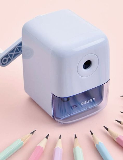 Pencil Sharpener Aesthetic, Cute Supplies For School, Things To Buy For School, School Supplies Shein, Blue School Supplies, Blue Stationary, Sharpener Pencil, Preppy School Supplies, Pretty School Supplies