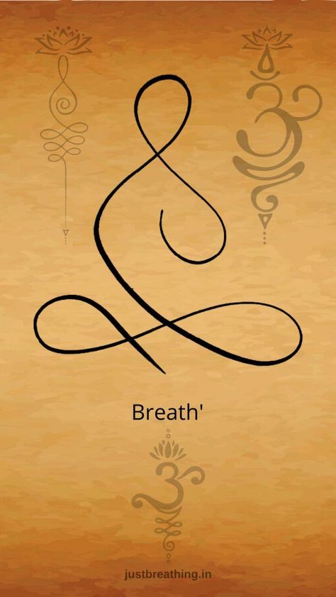 Sanskrit Symbol for Breathe actually the Symbol of om in Ancient India! Just Breath Symbols, Sanskrit Tatoos Mantra, Simple Meaning Full Tattoos, Heal Symbol Tattoo, Just Breathe Symbol Tattoo, Om Design Om Symbol, Sanscrit Tattoo Breathe, Mandala Symbols Meanings, Lotus Breathe Tattoo