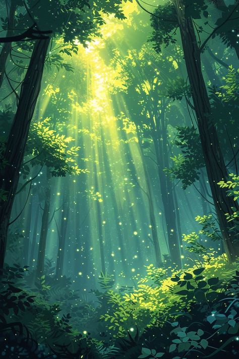 Pixel Art Background Landscapes, Studio Ghibli Forest, Anime Forest, Dreamy Artwork, Become Better, Forest Wallpaper, Forest Art, Cool Wallpapers Art, Landscape Drawings