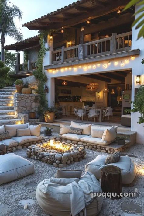 Backyard Fire Pit Ideas, Portico Design, Backyard Fire Pit, Fire Pit Cooking, Fire Pit Ideas, Fire Pit Lighting, Dream Patio, Dream Life House, Backyard Entertaining