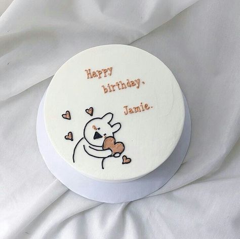 Korea Cake, Birthday 19, Birthday Cake For Boyfriend, Minimalist Cake, Cake For Boyfriend, Pastel Cakes, Korean Cake, Simple Cake Designs, Mini Cakes Birthday