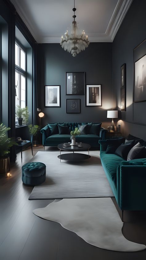 Dark Interior Colors, Monochromatic Interior Design Monochrome, Dark Color Palette Interior Design, Analogous Interior Design, Moody Scandinavian Interior, Moody Loft, Moody Modern Living Room, Old Money Color Palette, Monochrome Room