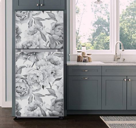 Mini Fridge Decor, Refrigerator Side By Side, Fridge Models, Fridge Wrap, Grey Kitchen Walls, Fridge Decals, Refrigerator Covers, Refrigerator Wraps, Old Refrigerator