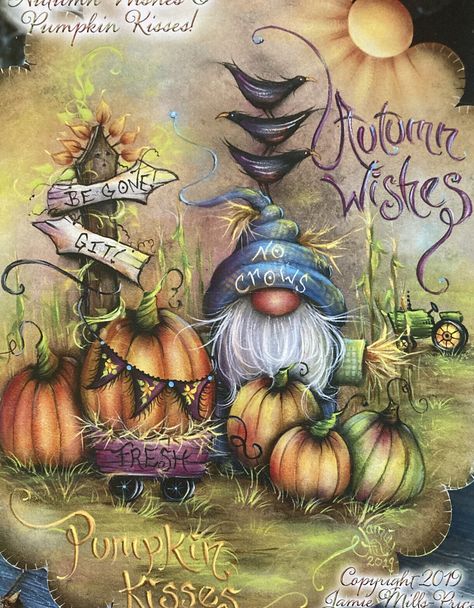 TOLE PATTERN PACKET: Autumn Wishes... Pumpkin Kisses by Jamie Mills-Price $8.75 - PicClick Jamie Mills Price, Pumpkin Canvas Painting, Gnome Paint, Fall Canvas Painting, Gnome Pictures, Tole Painting Patterns, Fall Canvas, Gourds Crafts, Painted Gourds