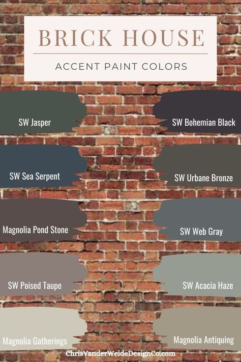 I've rounded up the best trim color for any brick home. These colors pair well with the reds and browns of your brick exterior. These colors will making painting your homes trim quick and easy. Siding Colors For Brown Brick, Exterior Paint With Brown Brick, Red Brick Cream Siding, Paint Colors That Go Well With Brick, Front Porch Color Scheme With Red Brick, Window Trim Exterior Brick, House Paint Inspo Exterior, Faux Red Brick, Trim Color For Brown Brick House