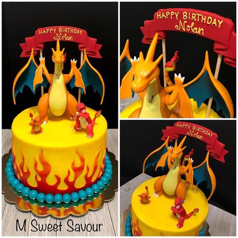 Maria Capote on Instagram: “Charizard Birthday Cake for a special little boy! 😍🔥” Charizard Birthday, Charizard Cake, Charmander Cake, Pokemon Cakes, Pokemon Party Decorations, Pokemon World, Pokemon Birthday Cake, Pokémon Birthday, Lego Birthday Cake