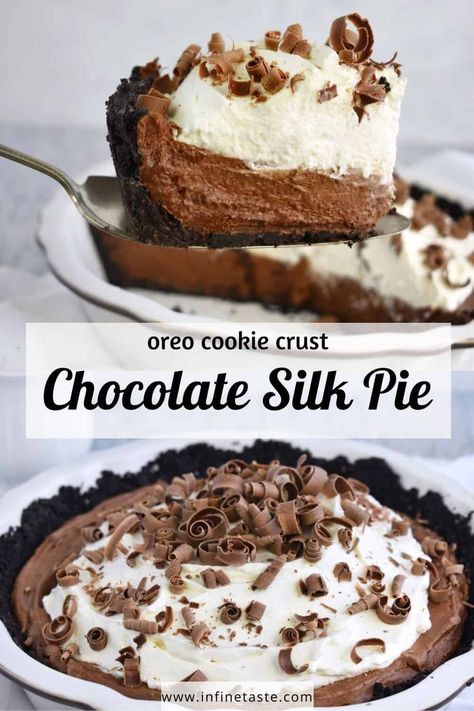 Chocolate Satin Pie, Chocolate Cream Pie Easy, Chocolate Silk Pie Recipe, Easy Pie Recipe, Thanksgiving Desserts Pie, Chocolate Pudding Desserts, Chocolate Silk Pie, Chocolate Cream Pie Recipe, Chocolate Cookie Crust