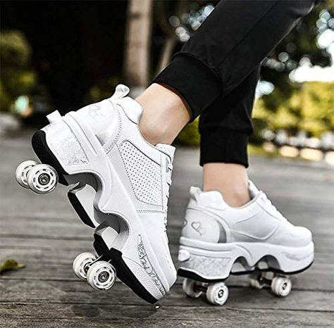 LDTXH Shoes with Wheels 2 in 1 Multifunctional 4 Wheel Shoes with Roller Skates Deformation Shoes for Men Women and Children, 34 : Amazon.de: Shoes & Bags Sepatu Platform, Kids Roller Skates, Roller Skate Shoes, Mode Shoes, Roller Shoes, Dr Shoes, Lit Shoes, Girly Shoes, Roller Skate