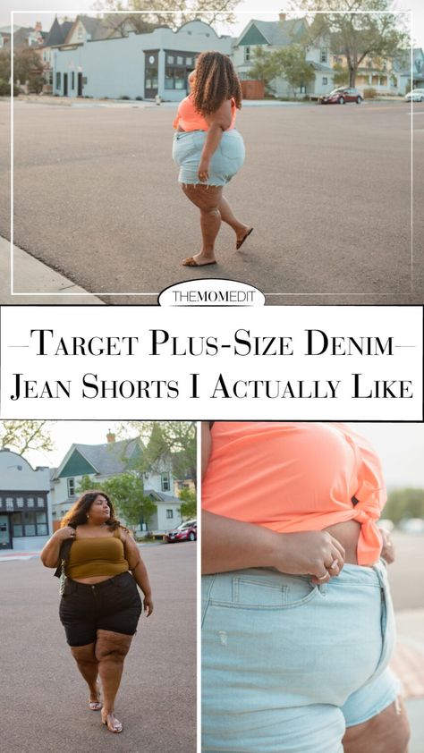 Found: Fab Plus-Size Denim Shorts For $22 - The Mom Edit Black Denim Shorts Outfit, Black Jean Shorts Outfit, Jean Shorts Outfit, Mom Edit, Jean Short Outfits, Denim Shorts Outfit, Dark Denim Shorts, Short Torso, Shorts Outfit