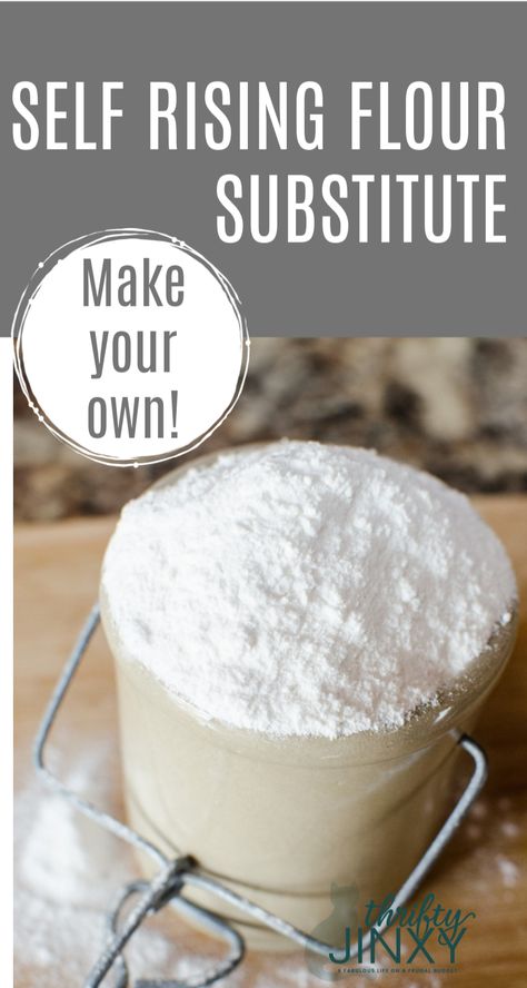 These easy instructions for how to make self rising flour substitute is perfect for quick breads, biscuits or other recipes requiring self raising flour. #FLOUR #baking #bakingtips Self Rising Flour Substitute, Make Self Rising Flour, Buttermilk Substitute, Homemade Dry Mixes, Self Raising Flour, Cooking Substitutions, Flour Substitute, Bake A Cake, Baking Hacks