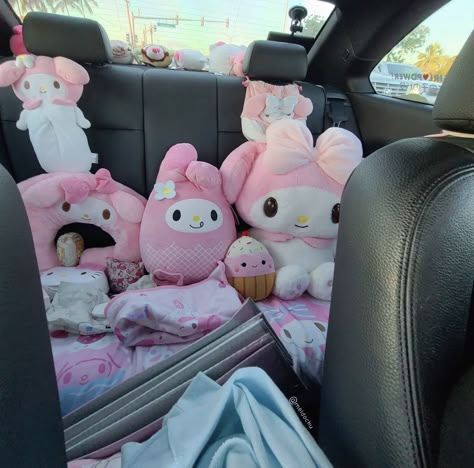 Hello kitty squish mallows hello kitty car my melody pink white aesthetic cute soft vibes Jam Aesthetic, Hello Kitty Car Accessories, Aesthetic Floor, Spray Glitter, Wallpaper Facebook, Crochet Instagram, Soft Neon, Hello Kitty Car, Pink Cars