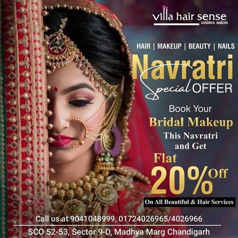 Offer ! Offer ! Offer ! Navratri Special♥️ Full Bridal makeup service by professional makeup artist. Flat 20% OFF ⚡ Full Bridal Makeup, Jewelry Banner, Bridal Makeup Services, Dark Eye Circles, Navratri Special, Eye Circles, Makeup Services, Best Salon, Professional Makeup Artist