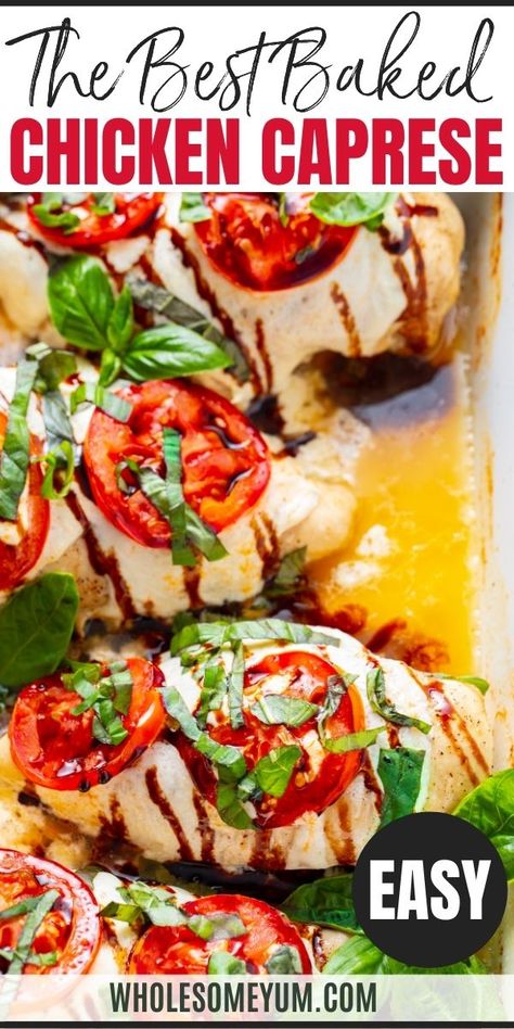 Balsamic Chicken Caprese Good Housekeeping, Chicken Recipes For Dinner Healthy Baked, Healthy Chicken Recipes In Oven, Baked Chicken Tomato Mozzarella, Chicken Recipes Caprese, Healthy Chicken Caprese Recipe, Caprese Chicken Baked Easy, Capri Chicken Recipe, Best Summer Chicken Recipes