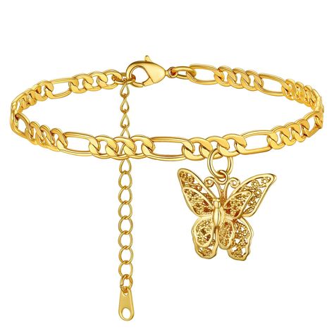 PRICES MAY VARY. ♥Butterfly Ankle Bracelets : Butterflies symbolize freedom, beauty, and rebirth. The cute butterfly anklet will go with everything, making your outfit look super chic with an understated elegance ♥4.5mm Figaro Link Anklets for Women, 22cm+5cm extension chain ( 8.5''+2''), smooth edge won't hurt your skin. ♥Gold Anklet : Hypoallergenic, Allergen-Free, Nickel-Free, Cadmium-Free, Lead-Free. Made of environmentally friendly brass with 5 layers highly polished 18k gold plated mirror Cute Anklets, Butterfly Anklet, Anklets For Women, Gold Anklet, Figaro Chains, Figaro Chain, Gifts For Your Girlfriend, Anklet Bracelet, Chain Anklet