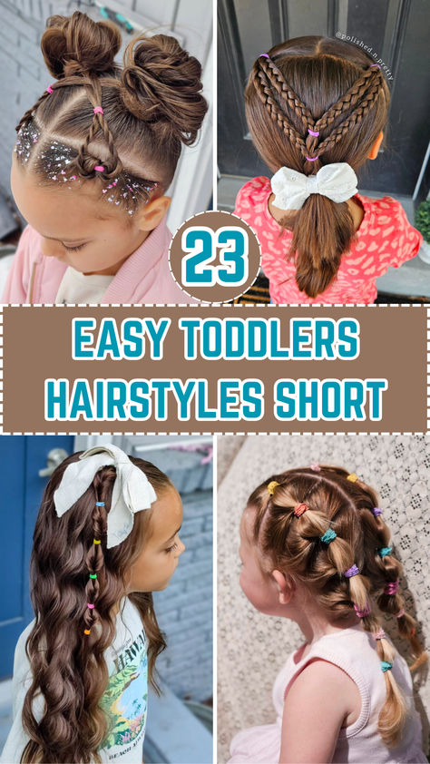 Discover 23 easy short hairstyles perfect for toddlers! These simple, cute, and quick styles will keep your little one looking adorable while staying comfortable. Perfect for busy mornings or special occasions! Toddler Christmas Hairstyles Girl Short Hair, Fun Toddler Hairstyles, Little White Girl Hairstyles, Cute Hairstyles For Girls Kids Easy, Toddler Easy Hairstyles, Toddler Pigtails Hairstyles, Toddler Girl Hairstyles For Short Hair, Kid Hairstyles Girls Easy, Toddler Hairstyles Curly Hair