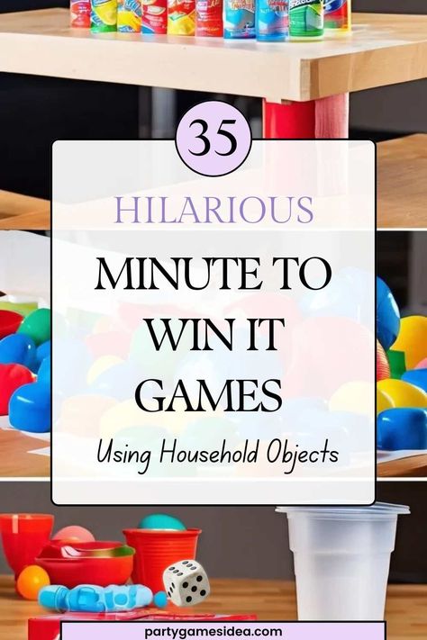 Minute To Win It Games Using Household Objects, offering a convenient and cost-effective way to bring fun and laughter to any gathering. Minute To Win It Games For Seniors, Minute To Win It Games For Families, Minute To Win It Games For Teens, One Minute Party Games, Games Ideas For Adults, Challenge For Teens, Party Games Ideas, Fun Games For Adults, Family Games Indoor