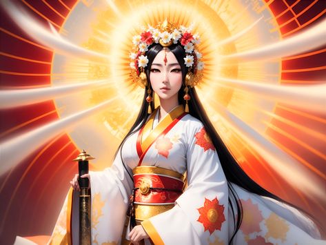 Amaterasu Aesthetic, Amaterasu Goddess, Goddess Amaterasu, Amaterasu Omikami, Goddess Artwork, Character Designs, Demon Slayer, Pin Up, Anime Art