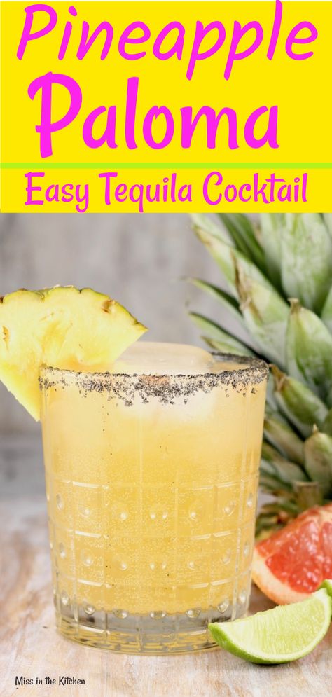 Pineapple Paloma, Tequila Mix, Cocktails Vodka, Tequila Sunrise Cocktail, Pitcher Drinks, Desserts Summer, Easy Alcoholic Drinks, Paloma Cocktail, Tequila Cocktail