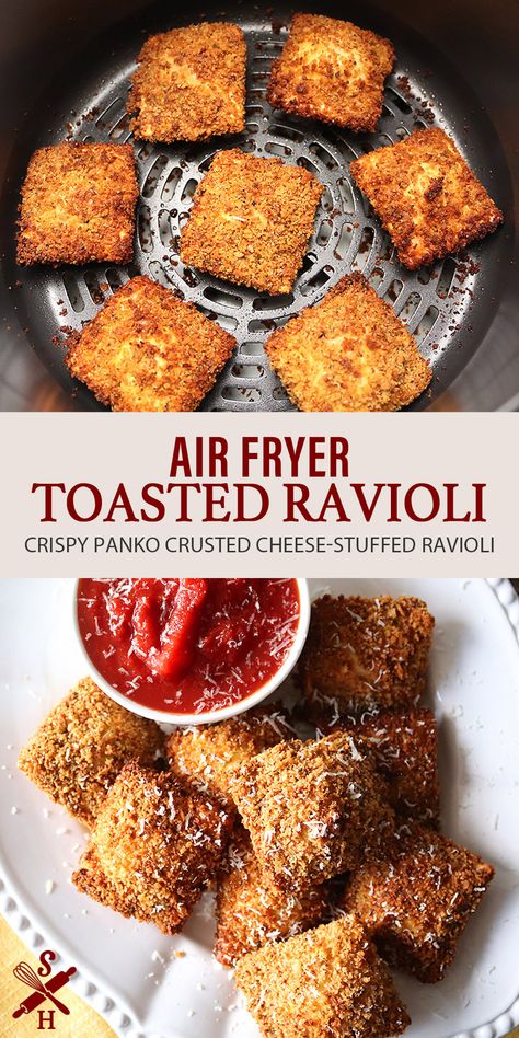 Air Fryer Ravioli Fresh, Air Fryer Ravioli, Fresh Fries, Fried Ravioli, Air Fryer Recipes Snacks, Toasted Ravioli, Cooks Air Fryer, Ravioli Recipe, Air Fried Food